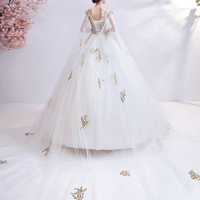 White tulle sequins long prom dress white evening dress - Thumbnail 5