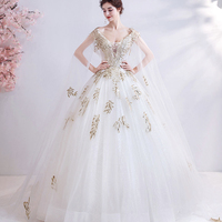 White tulle sequins long prom dress white evening dress - Thumbnail 6