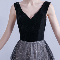 Elegant tulle sequins long prom dress black evening dress - Thumbnail 6