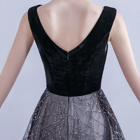 Elegant tulle sequins long prom dress black evening dress - Thumbnail 8