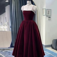 Cute velvet pearl short A line prom dress homecoming dress - Thumbnail 2