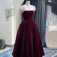Cute velvet pearl short A line prom dress homecoming dress - Thumbnail 3