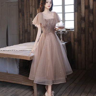 Cute tulle beads short prom dress homecoming dress - Thumbnail 3