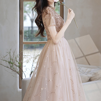 Cute tulle beads short prom dress A line party dress - Thumbnail 3