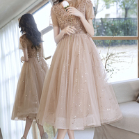 Cute tulle beads short prom dress A line party dress - Thumbnail 4