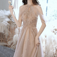 Stylish tulle sequins long prom dress A line evening dress - Thumbnail 5