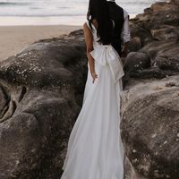 Elegant Vintage V Neck Satin Wedding Dresses - Thumbnail 3