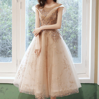 Cute tulle sequins short prom dress homecoming dress - Thumbnail 1