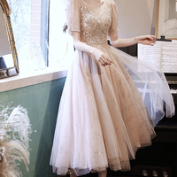 Cute tulle beads short prom dress homecoming dress - Thumbnail 2