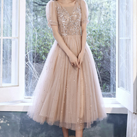 Cute tulle beads short prom dress homecoming dress - Thumbnail 3
