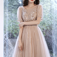 Cute tulle beads short prom dress homecoming dress - Thumbnail 5