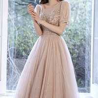 Cute tulle beads short prom dress homecoming dress - Thumbnail 6