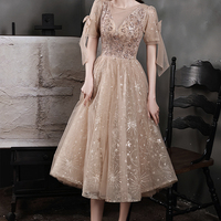 Cute tulle sequins short A line prom dress homecoming dress - Thumbnail 2