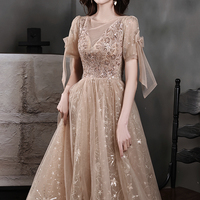 Cute tulle sequins short A line prom dress homecoming dress - Thumbnail 4