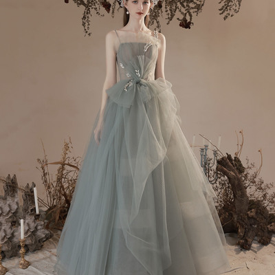 Cute tulle long a line prom dress evening dress - Thumbnail 4