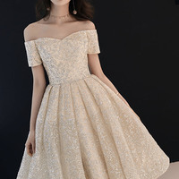 Cute tulle sequins short prom dress homecoming dress - Thumbnail 2