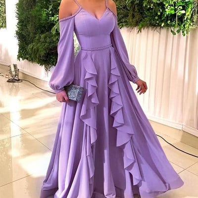 Sp1974,purple evening dress,purple long prom formal gown,satin ruffles long evening prom dresses