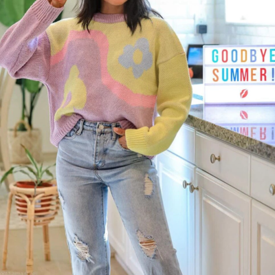 Cute yin yang flowers sweater