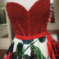 Rose Floral Prom Dresses Top with Pearls - Thumbnail 2