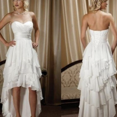Sweetheart hi low wedding dresses bridal gown - Thumbnail 3