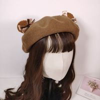 Cute Bear Teddy Ears Wool Beret Hat - Thumbnail 5