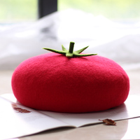 Cute Tomato Beret Hat - Thumbnail 3