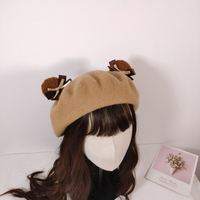 Cute Bear Teddy Ears Wool Beret Hat - Thumbnail 6
