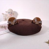 Cute Bear Teddy Ears Wool Beret Hat - Thumbnail 1
