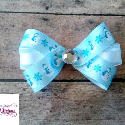 Blue snowman bow