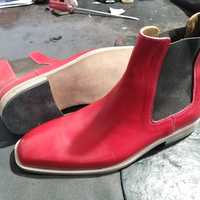 New Men's Handmade Leather Red Chelsea Boot - Thumbnail 1