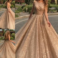 Sparkly Long V Back Prom Dresses for Women,1298 - Thumbnail 1
