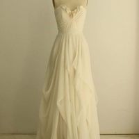 White Chiffon A-Line Beach Wedding Dresses with Ruffled Skirt,1304 - Thumbnail 1