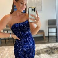 SP1985,Stunning royal blue sequin prom dresses blue sleeveless sheath long evening party dresses formal gown long event dress - Thumbnail 2