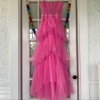 SP1986,Sweet pink tulle prom dress,spaghetti straps ruffles evening formal gown,long prom dresses - Thumbnail 4