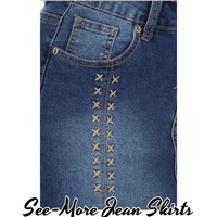 LEXI MID LENGTH INDIGO DENIM SKIRT - Thumbnail 3