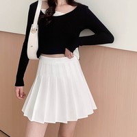 New Cotton Pleated A-line Skirt - Thumbnail 6