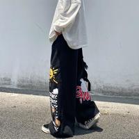 Graffiti Balloon Party Sun High Waist Straight Leg Trousers Pants - Thumbnail 4