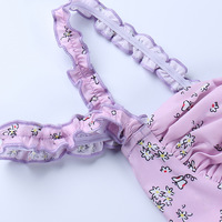 Lilac Flower Prints Ruffled Dress - Thumbnail 6