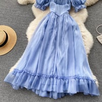 Blue A line lace-up dress blue fashion dress - Thumbnail 8