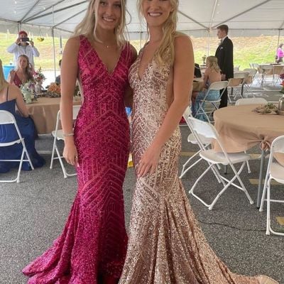 Sp1989,sparkle mermaid prom dresses v-neck long evening party dress - Thumbnail 1