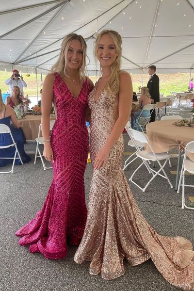 SP1989,Sparkle Mermaid Prom Dresses V-Neck Long Evening Party Dress