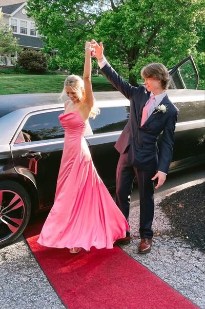 SP1997,Sweet pink satin prom dresses spaghetti straps sheath long prom dress evening long dress