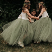 Olive Green Flower Girl Dresses Floor Length - Thumbnail 2