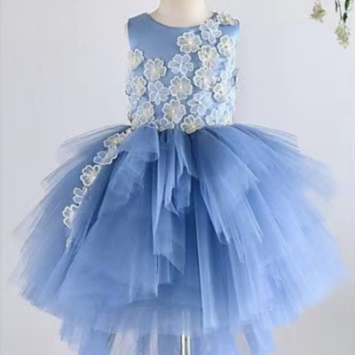 Dusty blue flower girl dresses for kid - Thumbnail 2