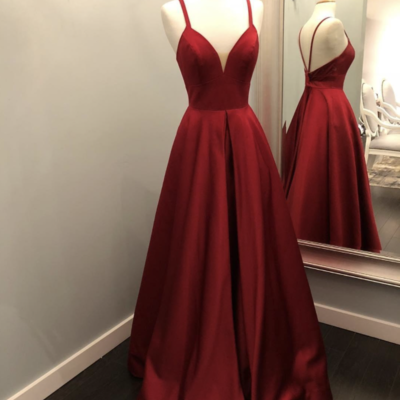 Spaghetti straps dark red prom dresses under 100 for party - Thumbnail 3