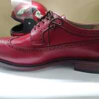 Men's Hand Stitch Red Wingtip Style Brogue Lace Up Formal Wear Shoes - Thumbnail 2