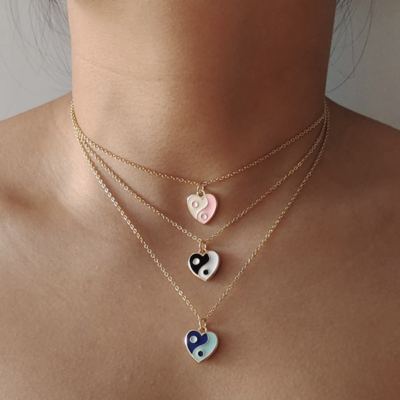 Free Shipping-YIN YANG HEART NECKLACE