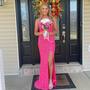 SP2004,Hot pink prom dress sequin split long evening party dress-1
