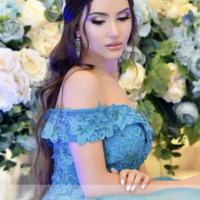 Off Shoulder Prom Dresses Birthday Gown with Appliqués - Thumbnail 1