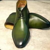 Handmade Mens New Edition Chukka Lovers Bottle Green Lace Up Boot  - Thumbnail 1